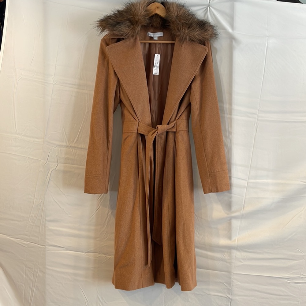 New York and company faux suede belted trench coat